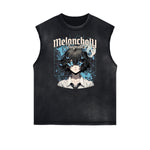 Camiseta sin mangas con estampado de mariposas desgastadas