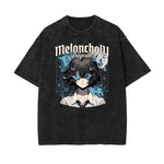 Camiseta de algodón lavada con gráfico de mariposa