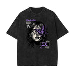 Camiseta de algodón lavada con gráfico de mariposa