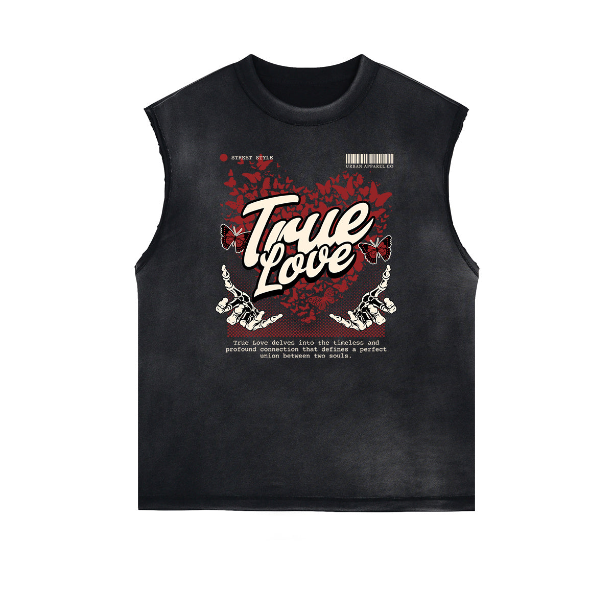 Camiseta sin mangas con estampado de mariposas desgastadas