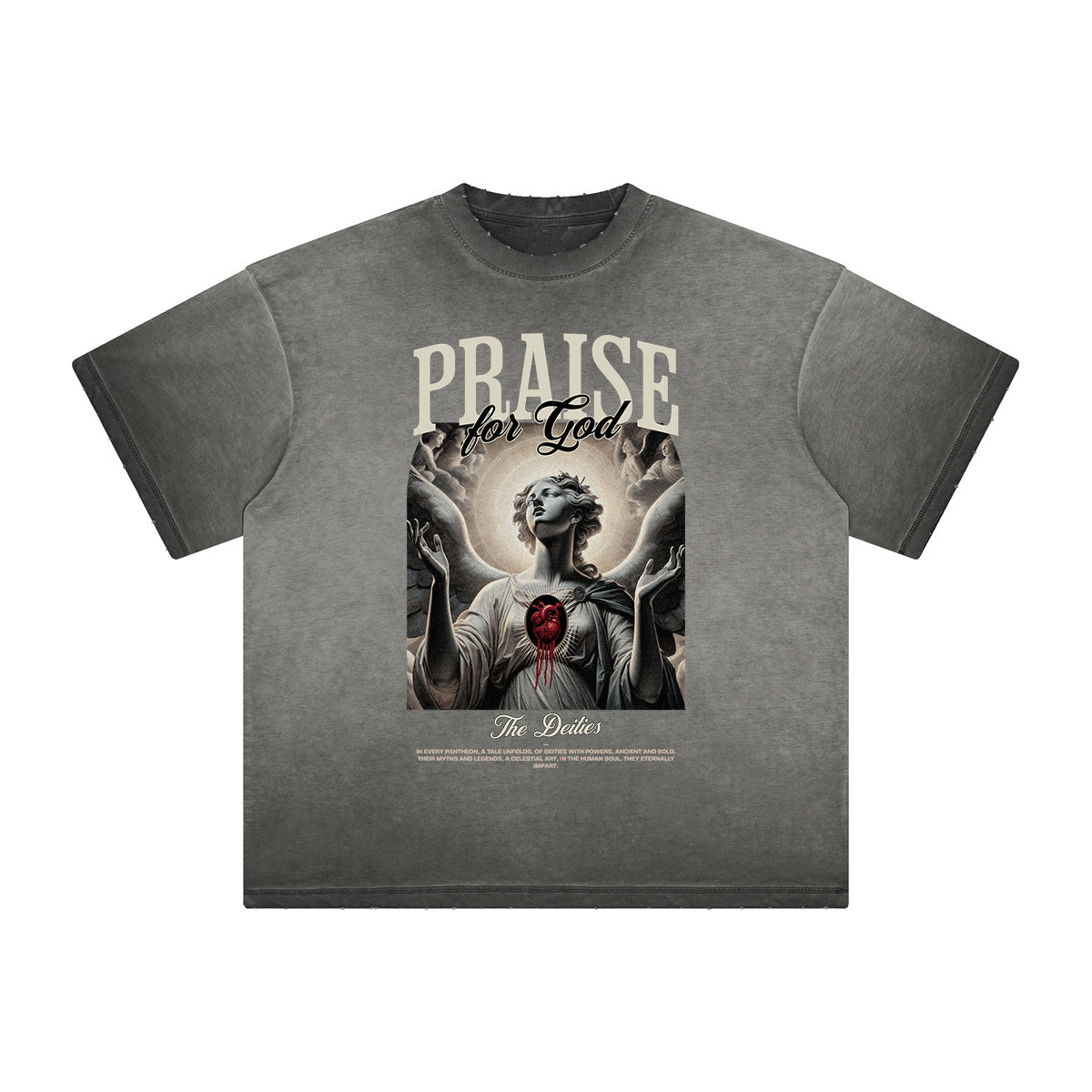 Vintage Frayed Fallen Angel Pattern Tee