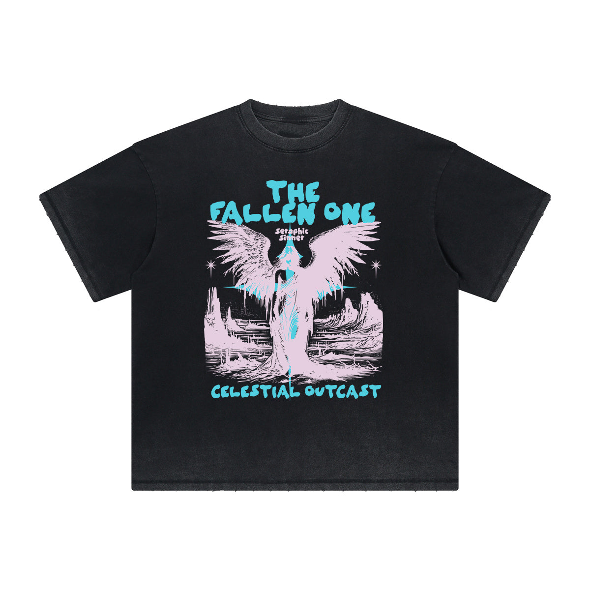 Thick Faded Fallen Angel Graphic T Shirt