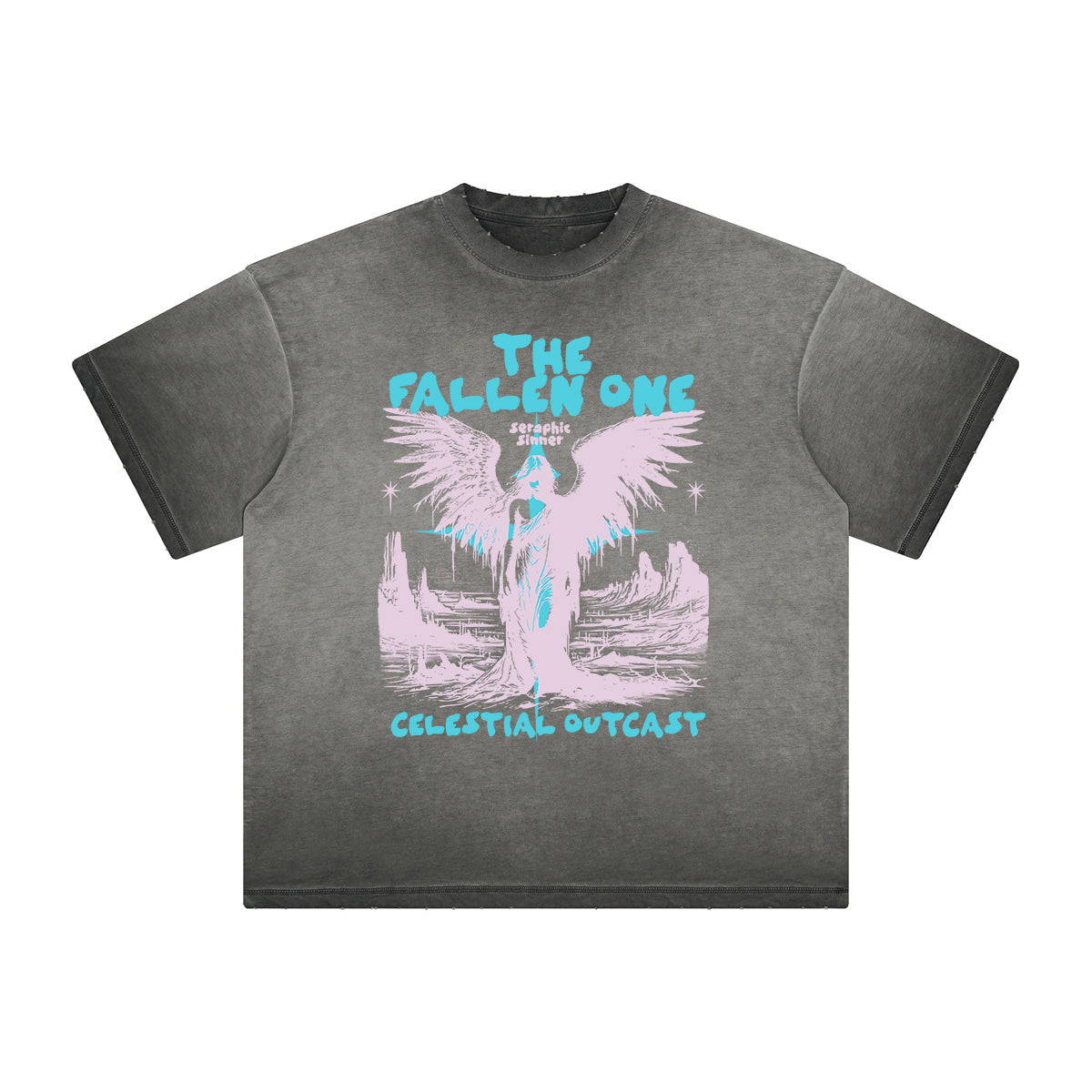 Vintage Frayed Fallen Angel Pattern Tee