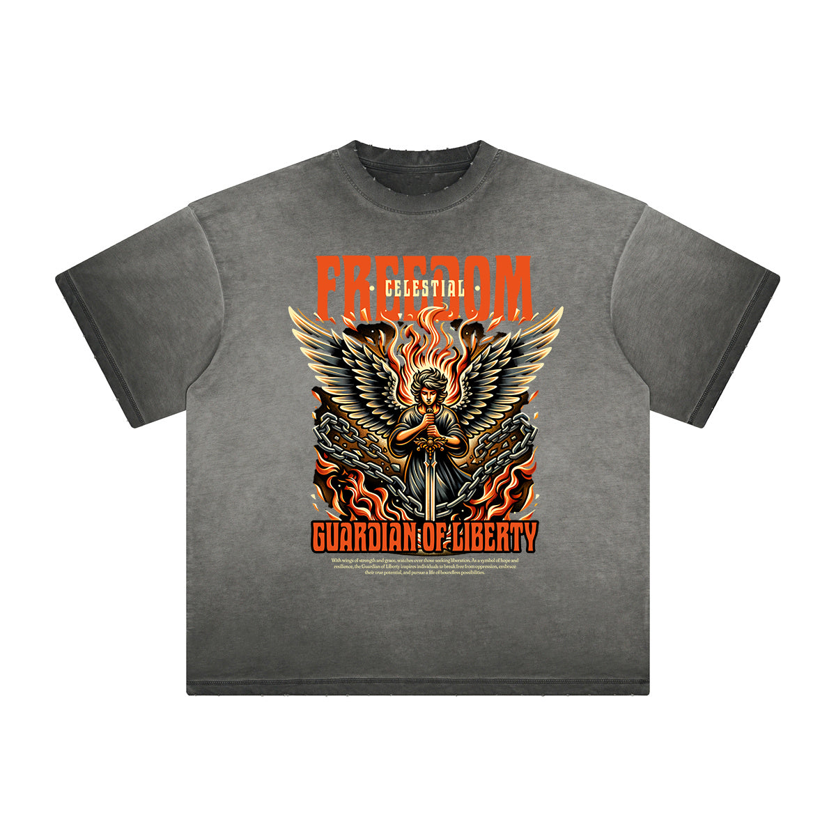 Vintage Frayed Fallen Angel Pattern Tee