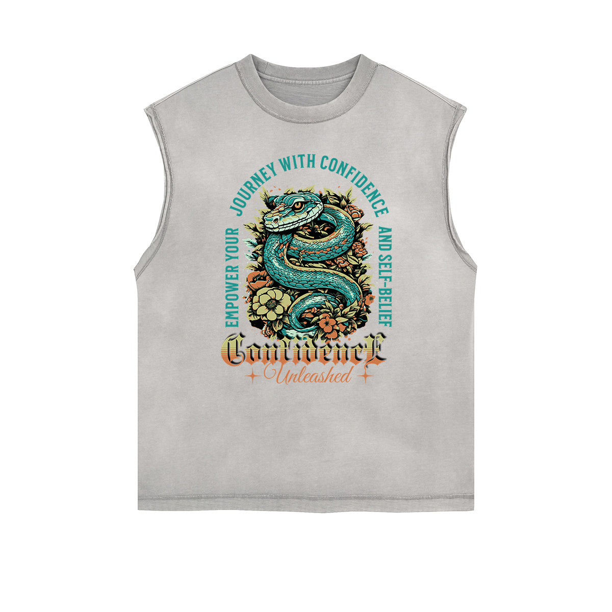 Camiseta sin mangas con estampado floral desgastado