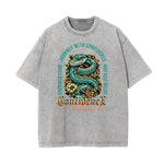 Stone Wash Floral Pattern T Shirt