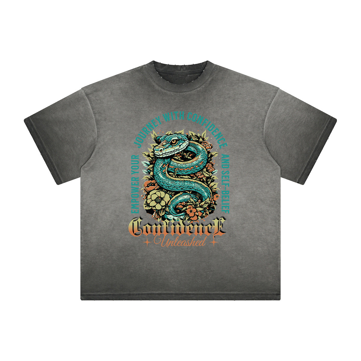 Camiseta gruesa con estampado floral descolorido