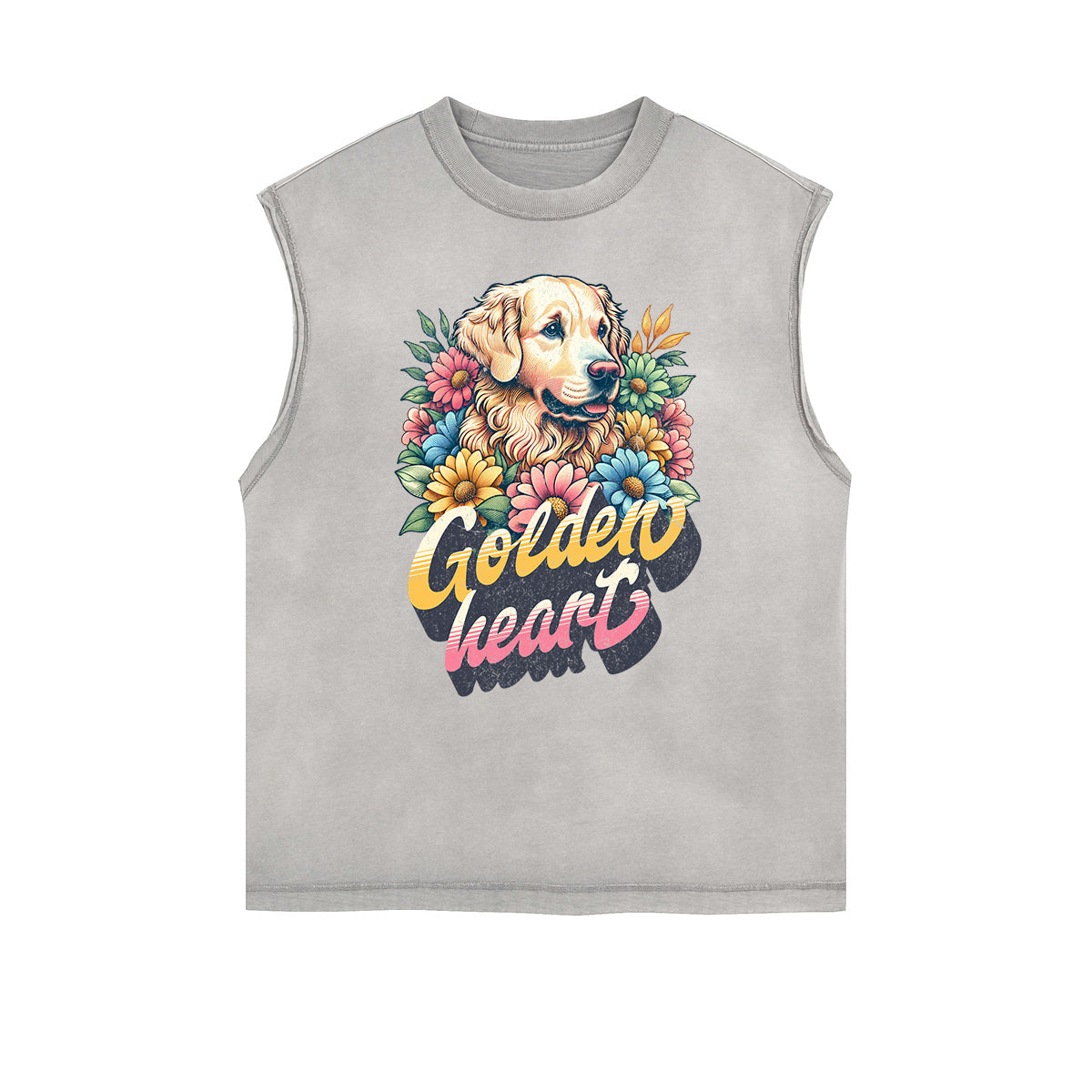 Camiseta sin mangas con estampado floral desgastado