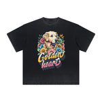 Camiseta vintage con estampado floral deshilachado