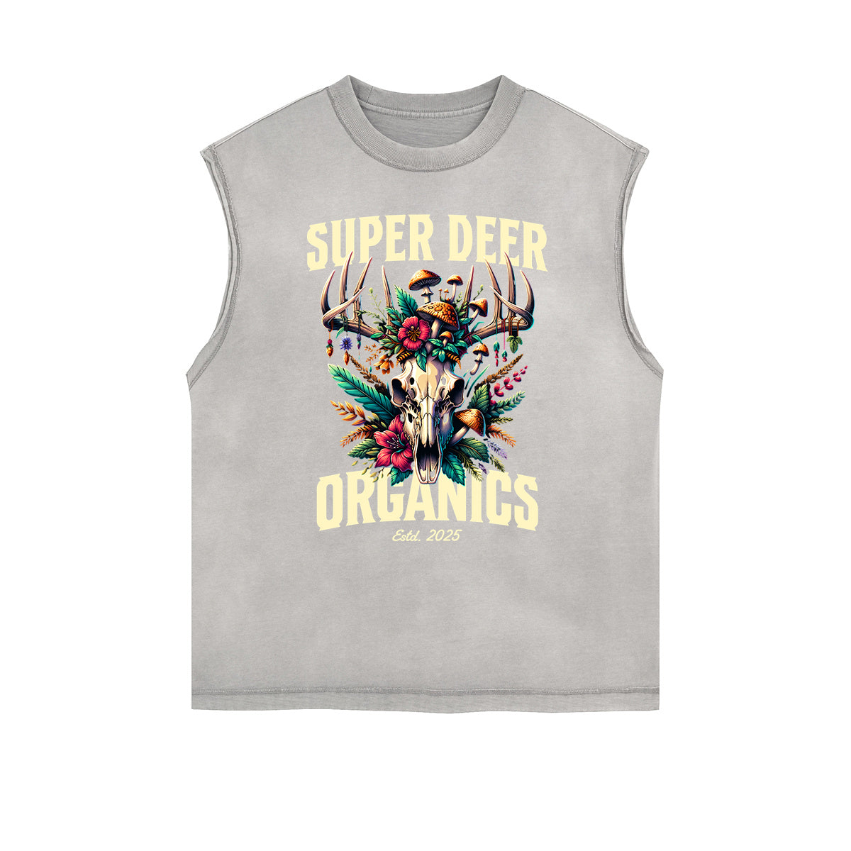 Camiseta sin mangas con estampado floral desgastado