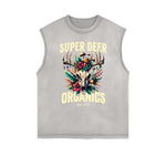 Camiseta sin mangas con estampado floral desgastado