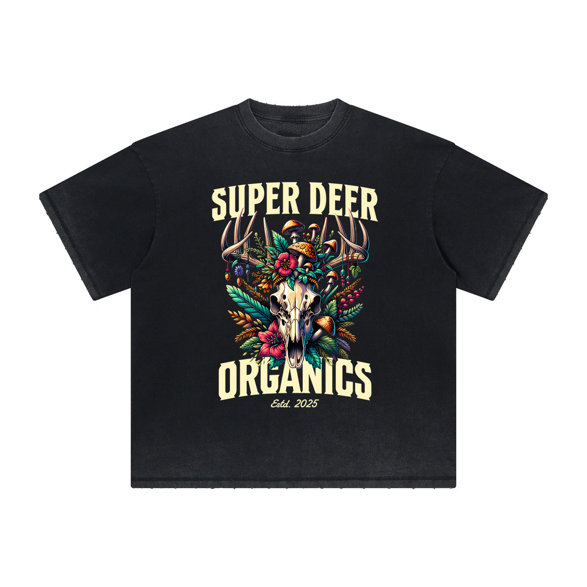 Camiseta vintage con estampado floral deshilachado