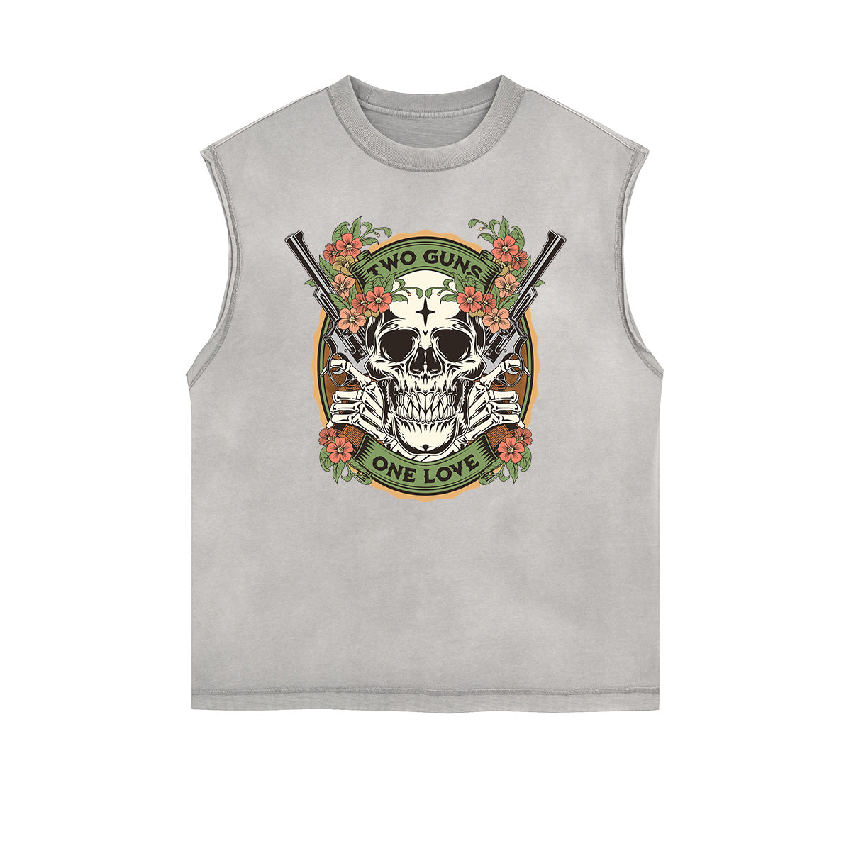 Camiseta sin mangas con estampado floral desgastado