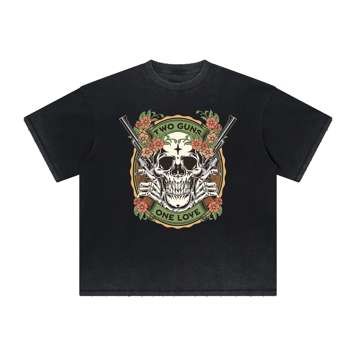 Camiseta vintage con estampado floral deshilachado