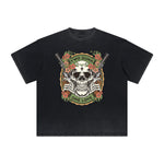 Camiseta vintage con estampado floral deshilachado