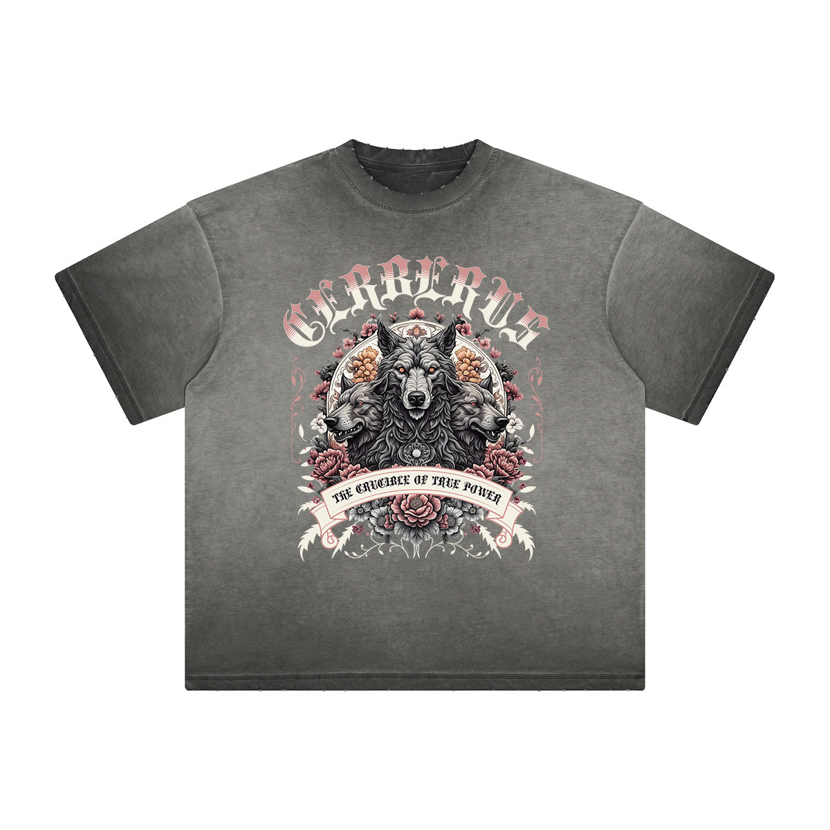Camiseta gruesa con estampado floral descolorido