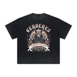 Camiseta vintage con estampado floral deshilachado
