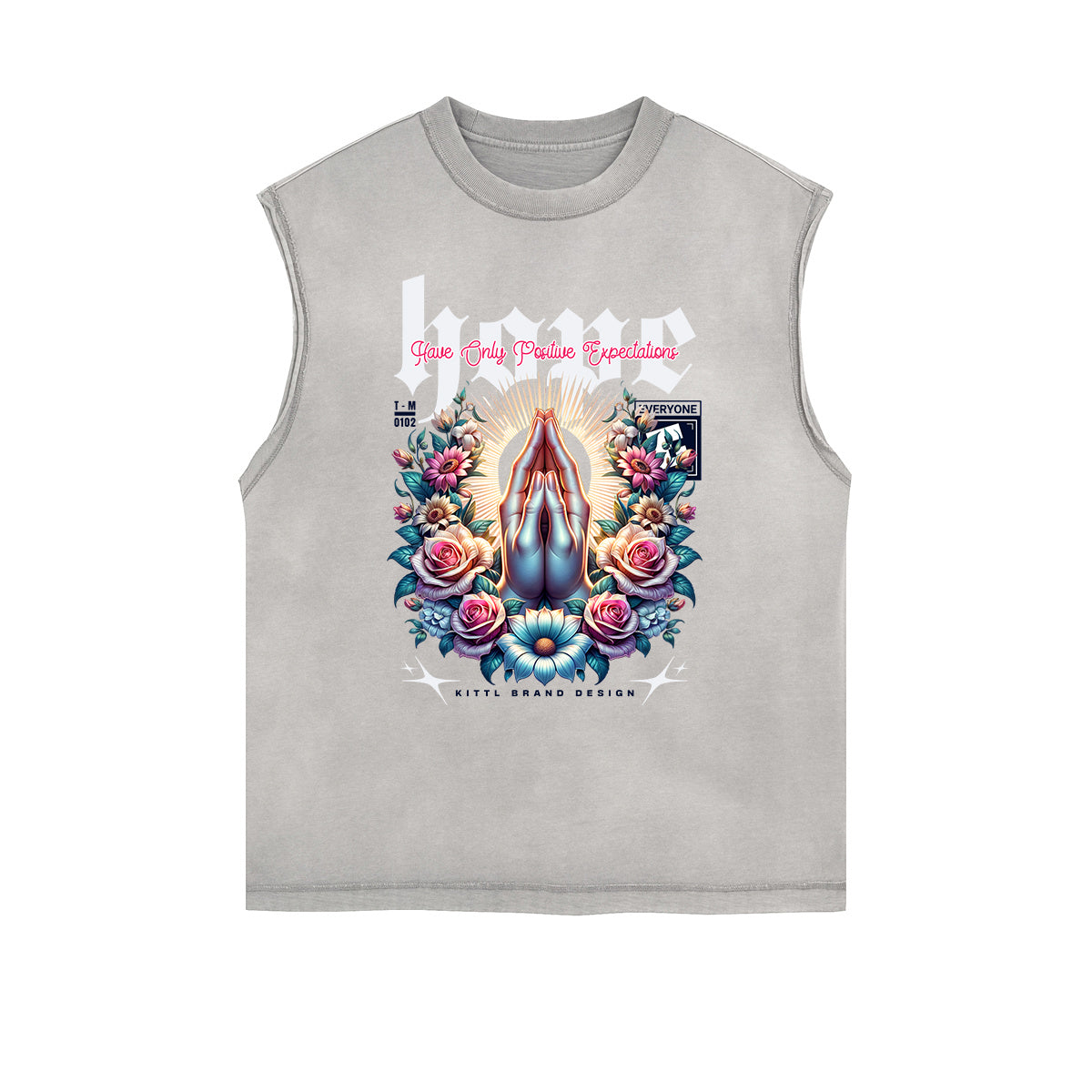 Camiseta sin mangas con estampado floral desgastado