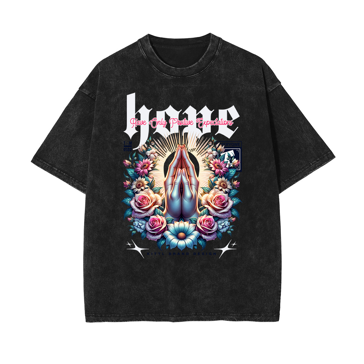 Camiseta de algodón con estampado floral lavado