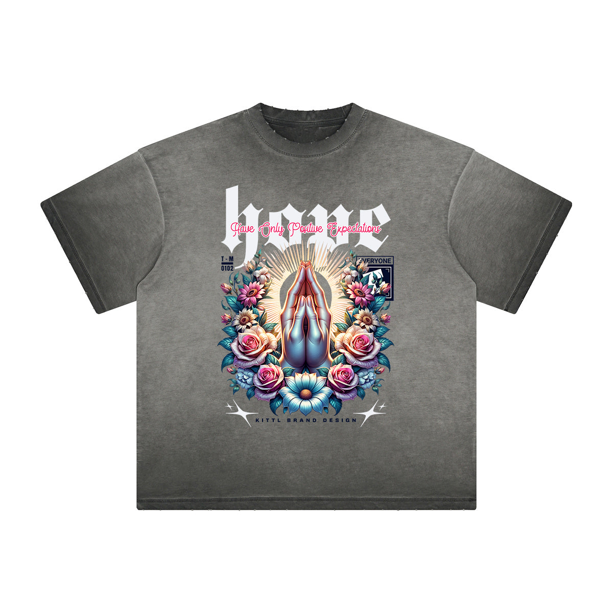 Camiseta gruesa con estampado floral descolorido