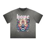 Camiseta gruesa con estampado floral descolorido