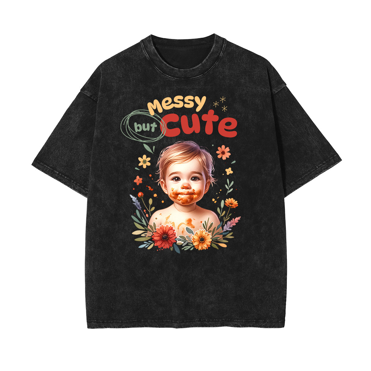 Camiseta de algodón con estampado floral lavado
