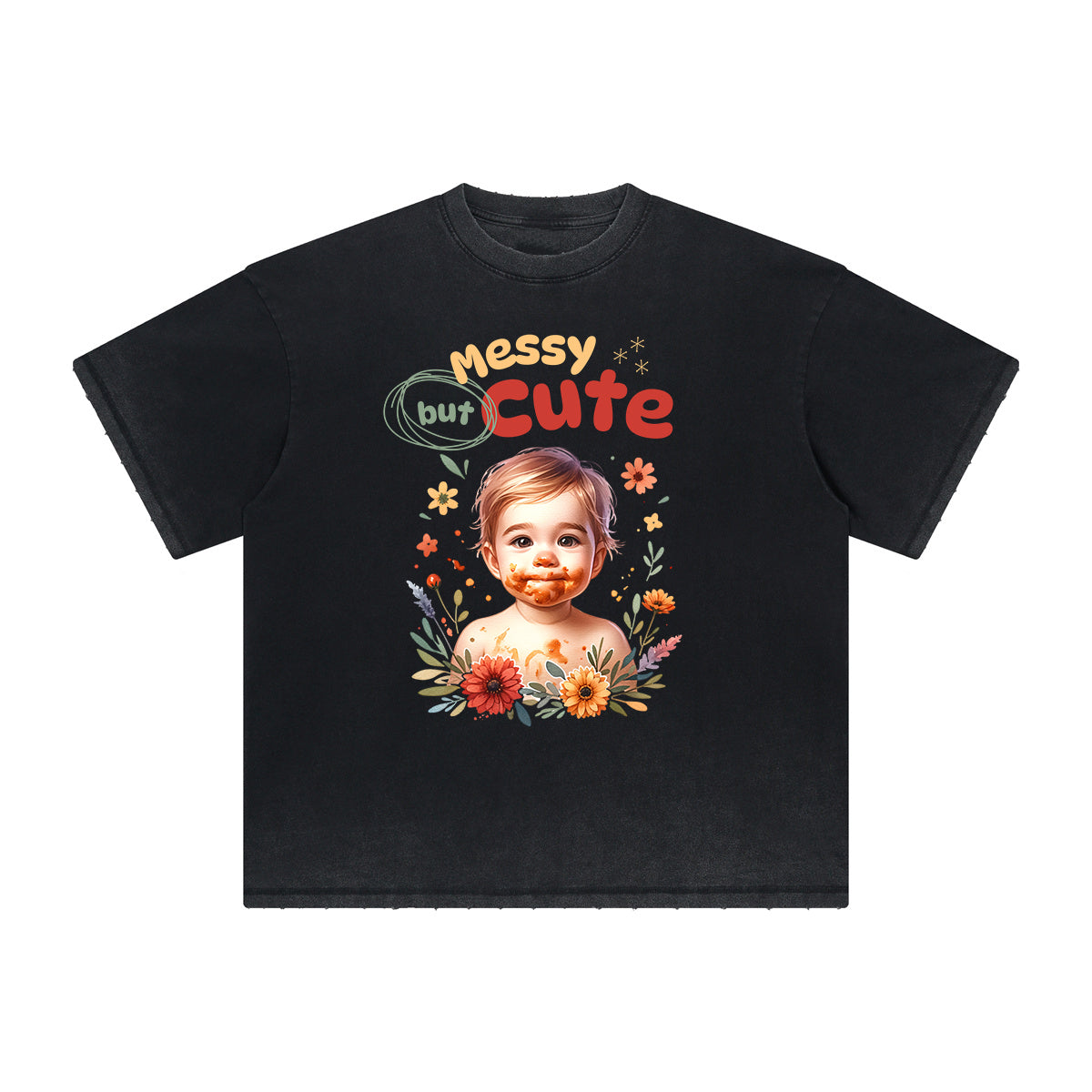 Camiseta vintage con estampado floral deshilachado