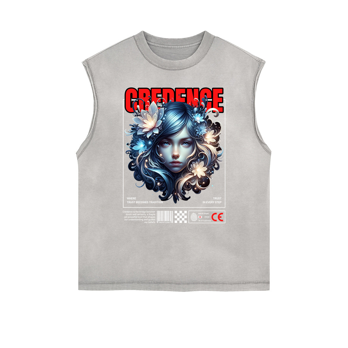 Camiseta sin mangas con estampado floral desgastado