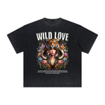 Camiseta vintage con estampado floral deshilachado