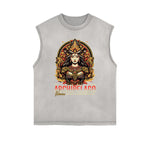 Camiseta sin mangas con estampado floral desgastado