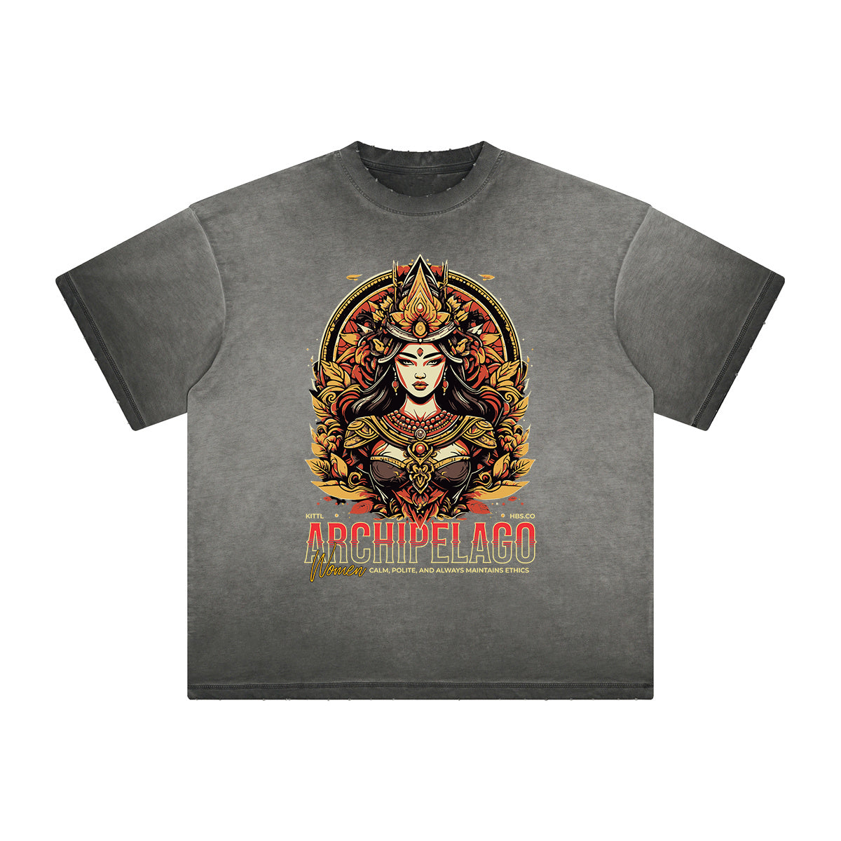 Camiseta gruesa con estampado floral descolorido