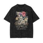 Camiseta de algodón con estampado floral lavado