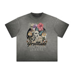 Camiseta gruesa con estampado floral descolorido