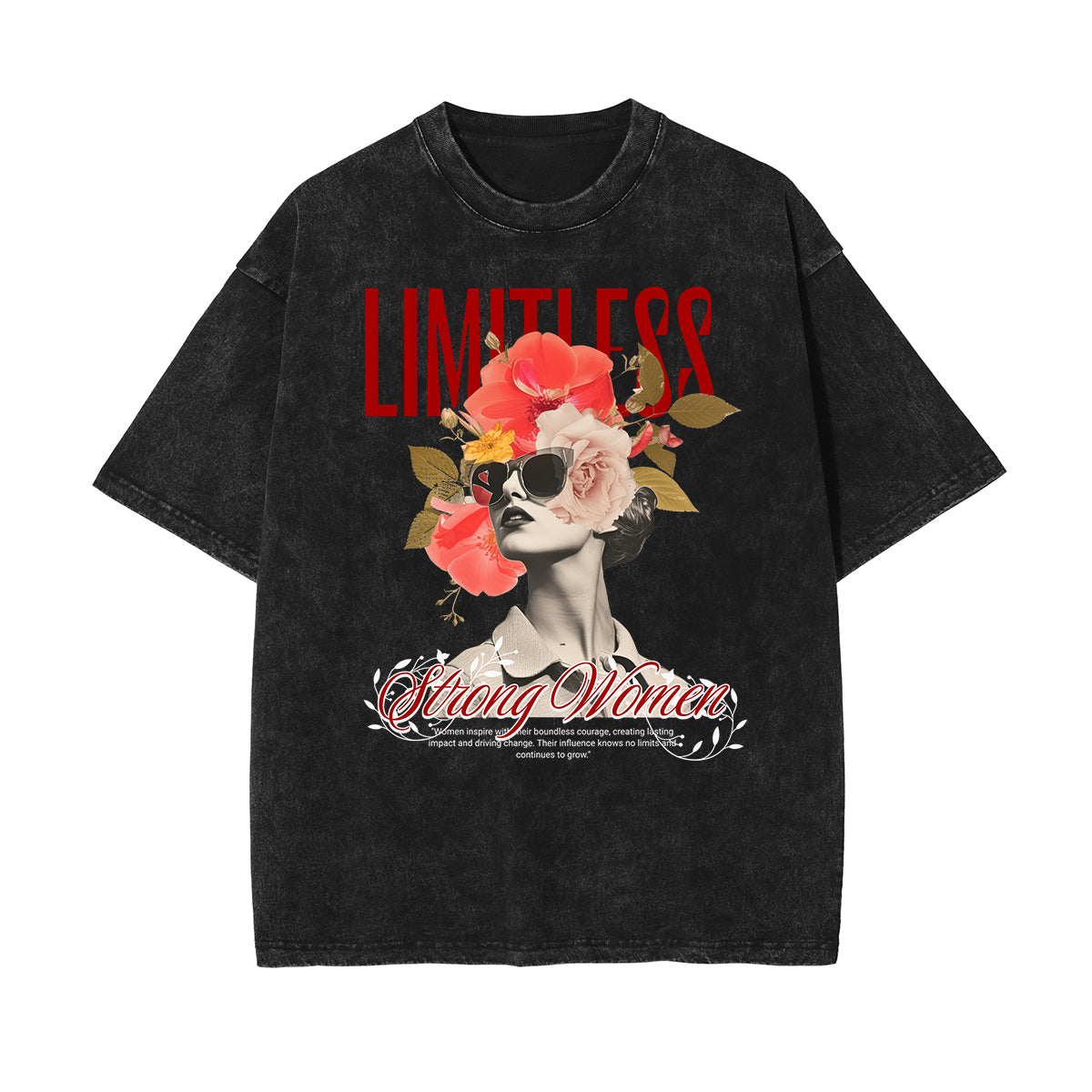 Camiseta de algodón con estampado floral lavado