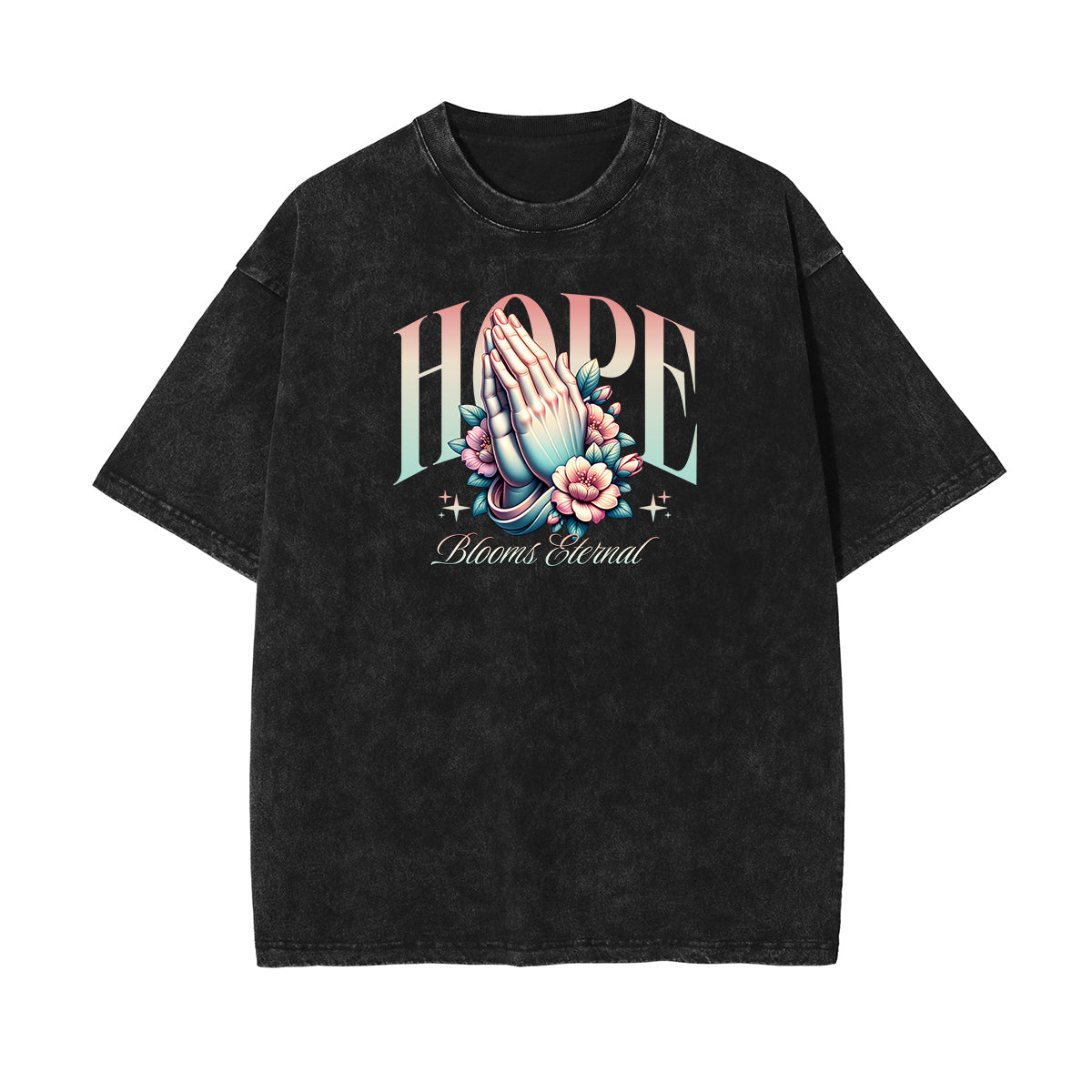 Camiseta de algodón con estampado floral lavado