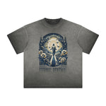 Camiseta gruesa con estampado floral descolorido