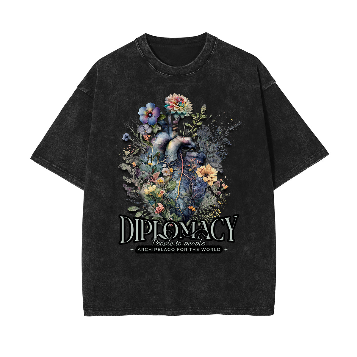 Camiseta de algodón con estampado floral lavado
