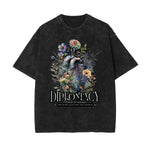 Camiseta de algodón con estampado floral lavado