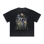 Camiseta vintage con estampado floral deshilachado