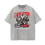 Washed Gangster Style Graphic Cotton Tee