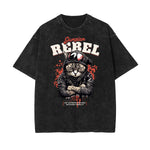 Stone Wash Gangster Style Pattern T Shirt