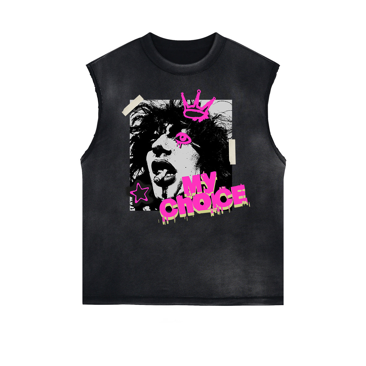 Camiseta sin mangas con estampado de grafiti desgastado