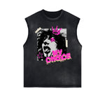 Camiseta sin mangas con estampado de grafiti desgastado