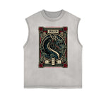 Camiseta sin mangas desgastada con estampado del zodíaco chino