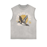 Camiseta sin mangas con estampado retro desgastado