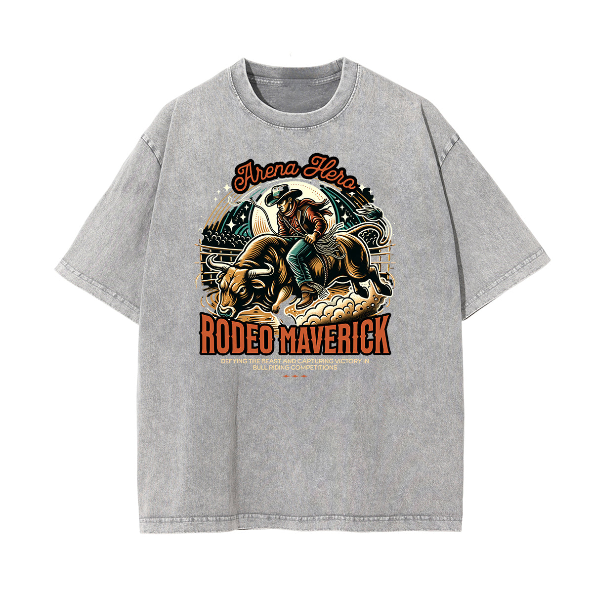 Camiseta con estampado retro revival lavado a la piedra