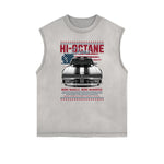 Camiseta sin mangas con estampado retro desgastado