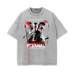 Camiseta con estampado retro revival lavado a la piedra