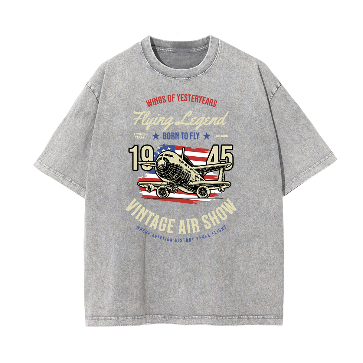 Camiseta con estampado retro revival lavado a la piedra