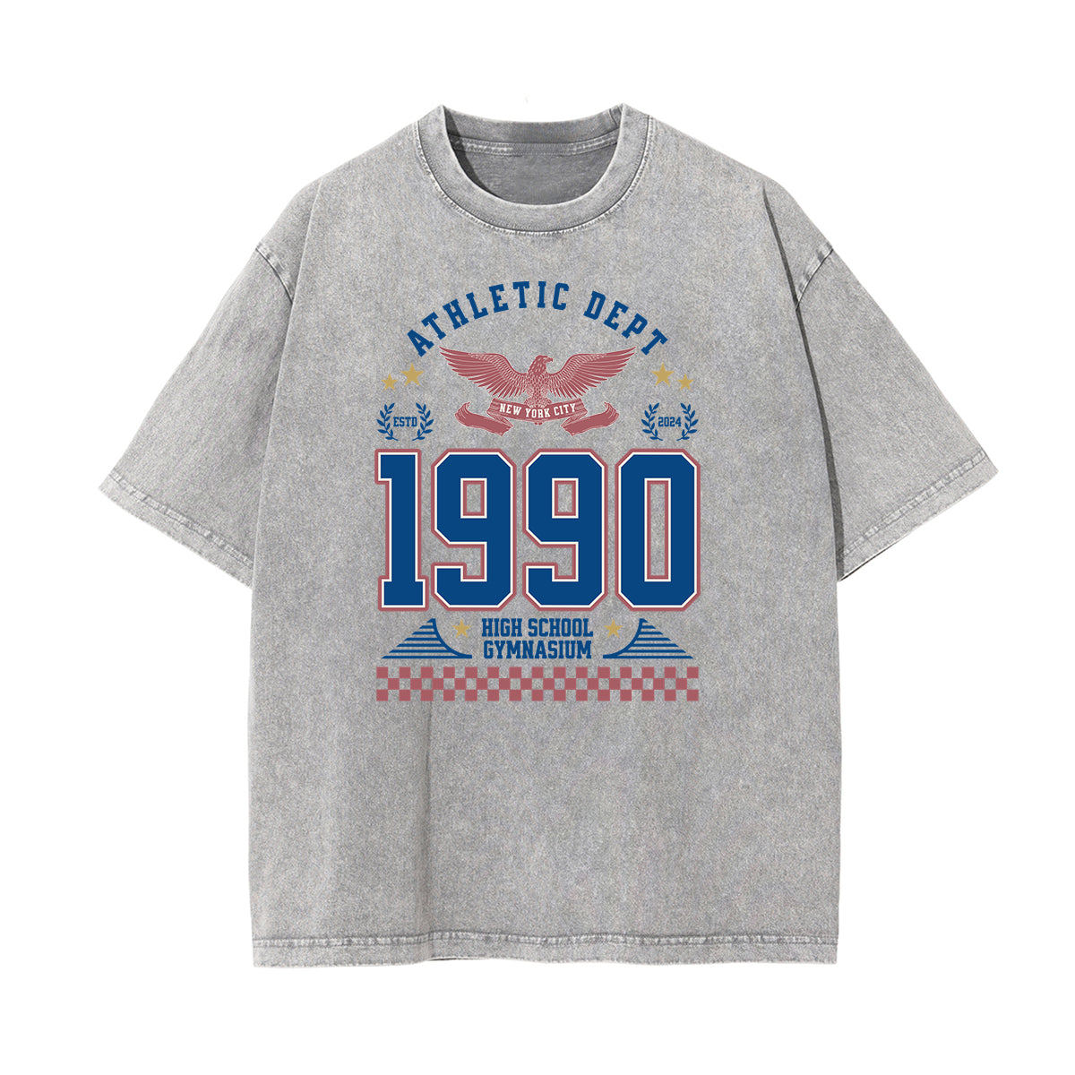 Camiseta con estampado retro revival lavado a la piedra